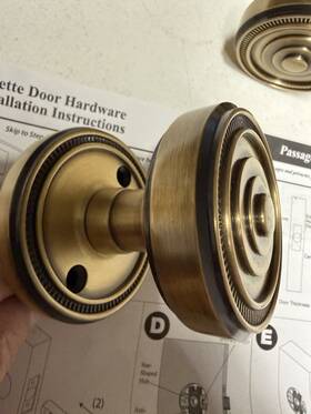 Gs40-solsol-vb Emtek Soleil Privacy Door Knob Set Vintage Brass Bathroom Bed