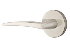Poslhus15 Emtek Poseidon Passage Lever Left Hand Disk Rosette Modern - Satin Nickel