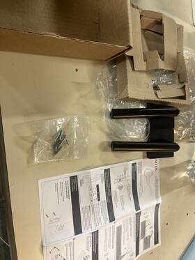 Emtek Products Inc 305488618236 Square Rosette Dummy Pair With Stuttgart Lever In 7 Finishes - Oil Rubbed