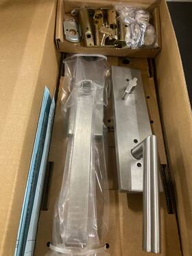 S40101ss Emtek Lh Single Cylinder Entry Set Stainless Stuttgart Lever