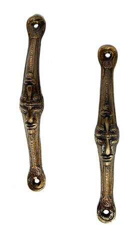 Esplanade Tmbh/026 - Brass Tribal Faces Door Handle Pair 2 Pcs Home Decor D