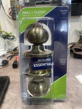 Essentials 043156099252 By Schlage Hall And Closet Passage Door Knob Antique Brass 609
