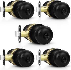 Estmoon 445012618677 5 Pack Interior Door Knobs Black Privacy Handle Keyless Locks For Int