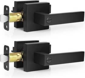 Estmoon 445057719742 2 Pack Privacy Door Levers Handle Matte Black Interior Knobs Keyless D