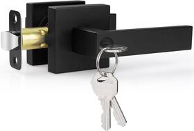 Estmoon 744759787019 Entry Door Handle Black Lever With Lock And Key Entrance Heavy