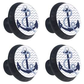 Evanlinism 463501408869 4 Pcs 35mm Nautical Anchor Cabinet Knobs Round Crystal Glass Drawer Handles P