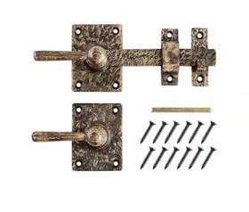 Everbilt 030699601714 12 Inch Antique Brass Cast Iron Door Lever Drop Bar Latch