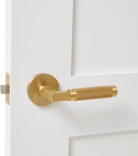 Explore Hardware 628693630184 St. Tropez Solid Brass Satin Gold Privacy Bed/bath Door Handle