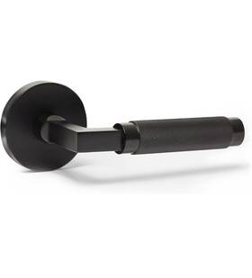 Explore Hardware 628693630467 Eh Matte Black Round Lever Hallway And Closet Door Locking Handle London Model