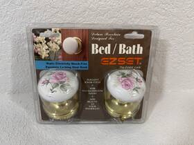Ez Set 087305898051 Bed/bath Deluxe Porcelain White Door Knobs Roses