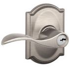F51aacc619cam Schlage Lock Accent Satin Nickel Keyed Entry Door Lever New