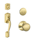 F58cam505 Schlage Polished Brass Single Cylinder Exterior Keyed Entry Handleset