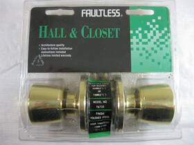 T6730 Faultless Door Handle Hall And Closet Polished Brass Finish Passage Set New T6730 Faultless Door Handle Hall And Closet Polished Brass Finish Passage Set New