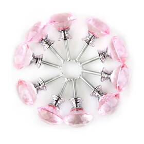 Fipux 680811880901 10pack Diamond Shape Crystal Glass 30mm Kitchen Cabinet Door Drawer Knob Pink