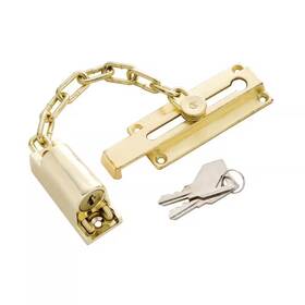 First Watch Security 711181843484 Polished Brass Keyed Chain Door Guard
