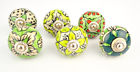 Floral Cupboard Pulls Green Cabinets 6 Set Ceramic Ornate Knobs