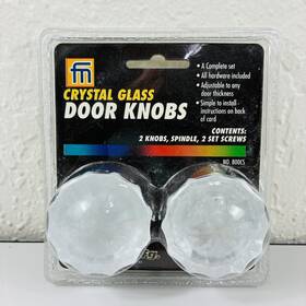800cs Franklin Mfg Crystal Glass Door Knobs Set With Hardware Spindle Screws #800cs