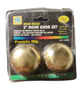 1100cs Franklin Mfg. Solid Brass 2 Inch Door Knob Set Complete New In Package