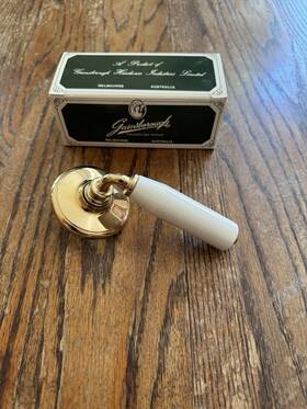 101whibg Gainsborough Vintage Nos White Porcelain Lever Whitehall Bright Gold Finish