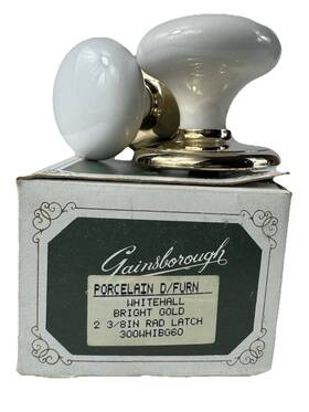 300whibg60 Gainsborough Vintage Porcelain White Gold Non-locking Door Knob 2 3/8 Inch Backset