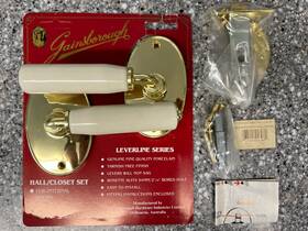605anwbt60 Gainsborough 88594 Rare Bisque White Porcelain/gold Lever Set Hall/closet