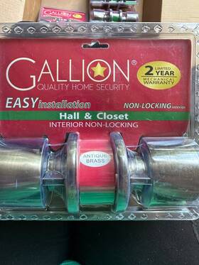 221-5417 Gallion New Hall And Closet Doorknobs Interior Non-locking Antique Brass