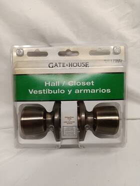 0117991 Gatehouse Gate House Antique Brass Finish Hall Closet No Lock Door Knob Set #0117991
