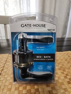 0597130 Gatehouse Gate House Locking Door Handle #0597130 Bath Bedroom Aged Bronze New
