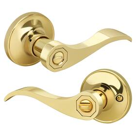 Bk-gpb6626-1 Gaurqiah Wave Style Privacy Door Handle With Lock Keyless Lever For Bath