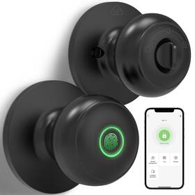 Geektale 008678031432 Fingerprint Door Knob With Lock K13-b-new - Black