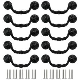 Zy10202315 Geesatis 10 Pcs Vintage Swing Drop Bail Black Aluminum Alloy Cabinet Pulls 1