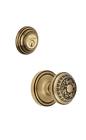 Geowin-68-vb-kd Grandeur Georgetown Rosette With Windsor Knob Matching Deadbolt Vintage Brass