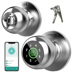 Ghome Smart 197644422111 4-in-1 Door Knob Fingerprint Lock With Keypad Biometric And App Con