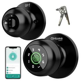 Ghome Smart 198168379356 4-in-1 Door Knob Fingerprint Lock With Keypad Biometric And App Con