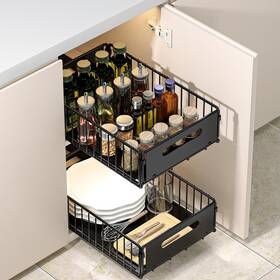 Zwj-0233-bk Gibot 2 Pack Pull Out Cabinet Organizer Collapsible Closet Organizers And Sto