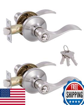 B0bdfjw9qm Gitrang 2 Pack Keyed Entry Door Levers Satin Nickel Handles For Front Doors