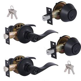 B0fnlgjgts Gitrang 2 Pack Keyed Alike Front Door Lever Lockset With Single Cylinder Deadbolt