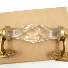 Glass Doorknobs And Furniture Pulls 060410730121 Medium Clear Door Handles Of Brass Cut Antique Style