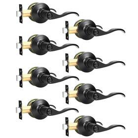 B0bfhktgng Gobekor Matte Black Privacy Door Levers For Bedroom Bathroom 8-pack Keyless Hand