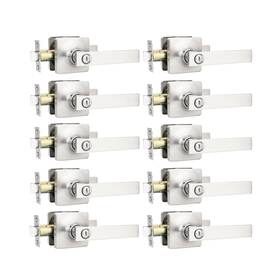 Dl3665-hjh-xsnbk-10pack Gobekor 10 Pack Privacy Door Handles With Lock - Brushed Nickel Interior Keyl