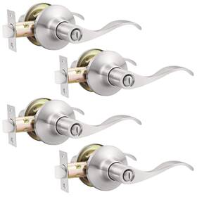 Dl3682-hjh-xsnbk-4pack Gobekor 4 Pack Privacy Door Levers Brushed Nickel Handles Keyles