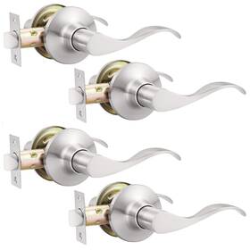 Dl3682-hjh-xsnps-4pack Gobekor Pack Passage Door Levers Brushed Nickel Hallway Lever - Keyless 4