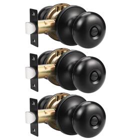Us10-608xxbkbk-3pack Gobekor 3 Pack Privacy Door Knobs Interior Matte Black Keyless Round