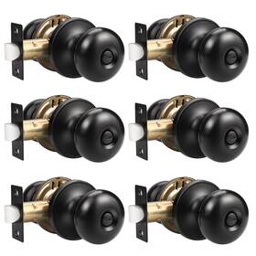 Gobekor Us10-608xxbkbk-6pack 6 Pack Matte Black Door Knob Privacy Interior With Lock Rou