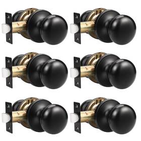 Us10-608xxbkps-6pack Gobekor 6 Pack Passage Door Knobs Interior Keyless - Matte Black Knob For Hall A