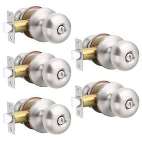Us10-608xxsnbk-5pack Gobekor Brushed Nickel Door Knobs Privacy Interior For Bedroom Bathroom Ke