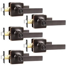 Us10-dl3663orbbk-5pack Gobekor 5 Pack Oil Rubbed Bronze Door Handle Interior Levers Privacy For Bedroom