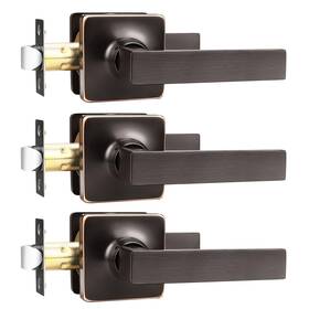 Us10-dl3663orbps-3pack Gobekor 3 Pack Oil Rubbed Bronze Passage Door Levers For Hallway Closet Square H