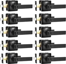 Us10-dl3663xbkbk-10pack Gobekor 10 Pack Matte Black Privacy Door Levers Bedroom Handle With Lock In
