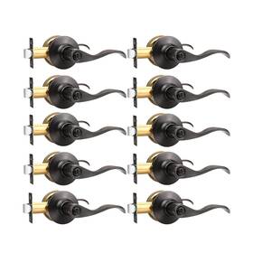 Us10-dl3682orbbk-10pack Gobekor 10 Pack Privacy Door Levers Oil Rubbed Bronze Wave Bed/bath Lever Key